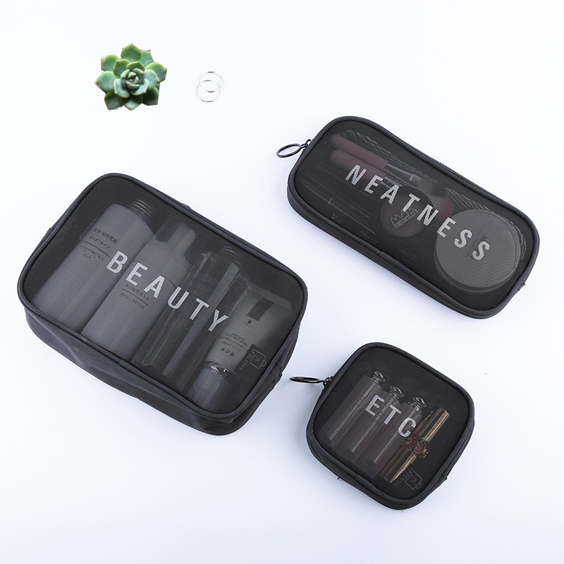 Korea travel multi-functional cosmetic bag size portable toiletry bag Ladies transparent gauze toiletry bag