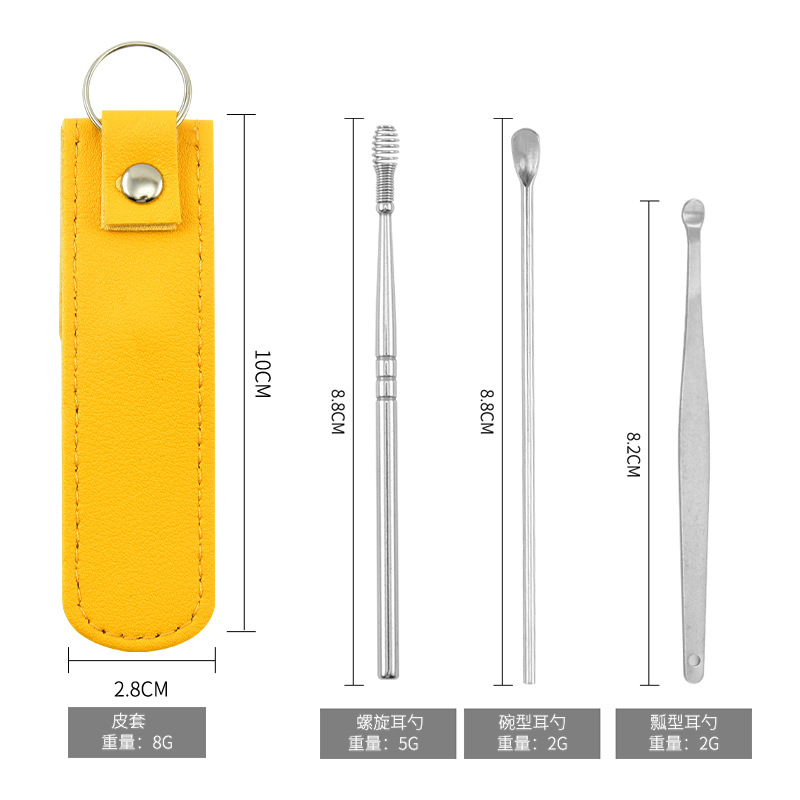 Stainless Steel Earpick Spiral Ear Pick Six-Piece Set Ear Cleaner Ear Cleaning Ear Picking Tools 6-Piece Set