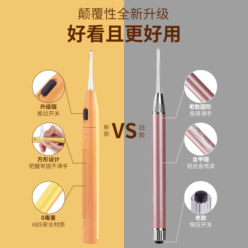 Ear Pick Head Children USB Charging Kit Enlarged with Light Ear Picking Tools Visual Ear Pick Ear Pick Earpick Ear Pick