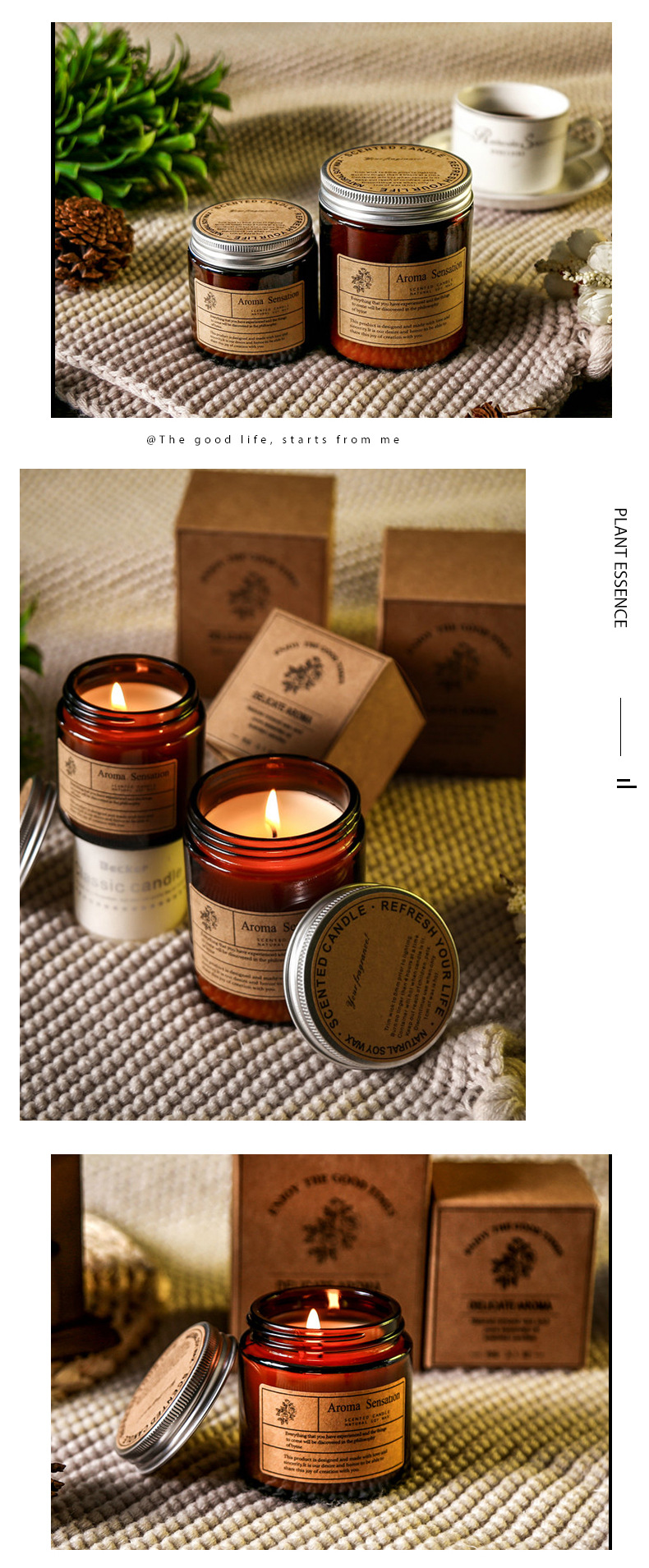 DIY Handmade Soy Wax Aromatherapy Candle Customized Smoke-Free Romantic Fragrance Candle Creative Hand-Holding Gift Set Wholesale