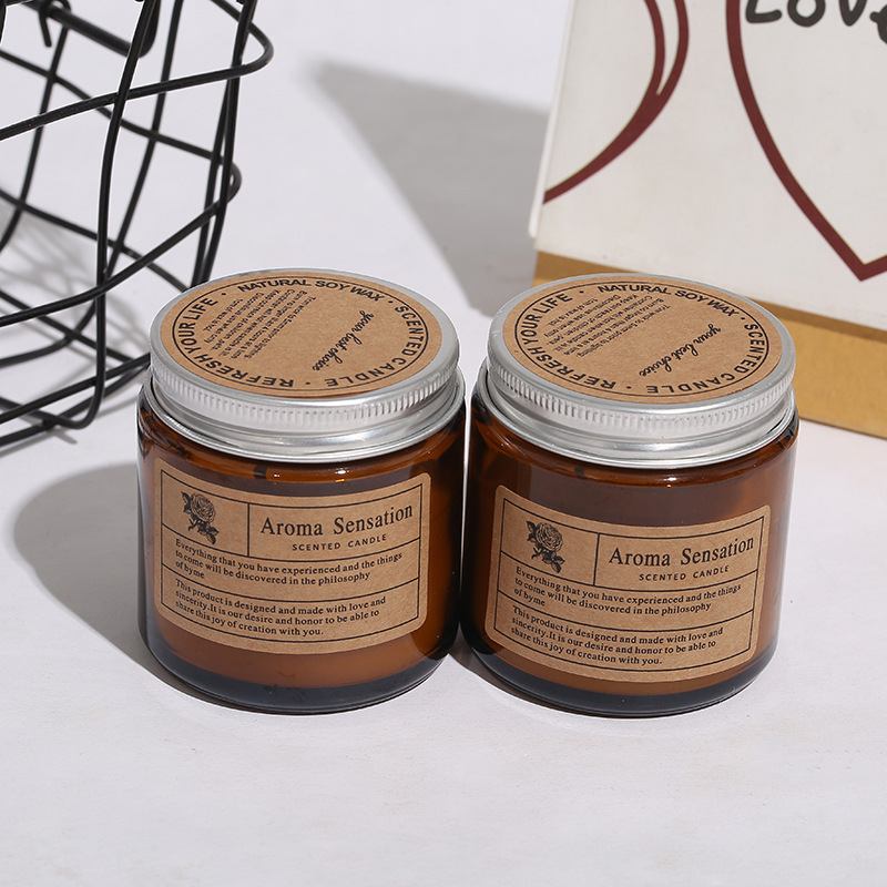Wedding Gift Small Brown Simple Aromatherapy Candle Home Indoor Fragrance Hotel Fragrance Candle 80G