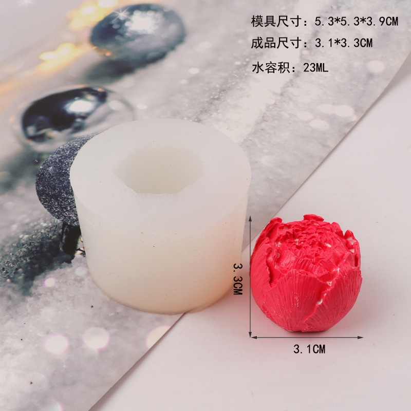 Candle Mould Austin Rose Bud Fondant Cake Mold DIY Peony Flower Fragrance Plaster Baking Tool