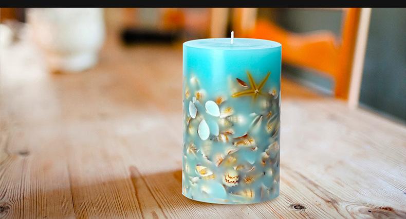 Aromatherapy candle inlaid with shell ocean craft smokeless candle except different candle smokeless indoor fragrance