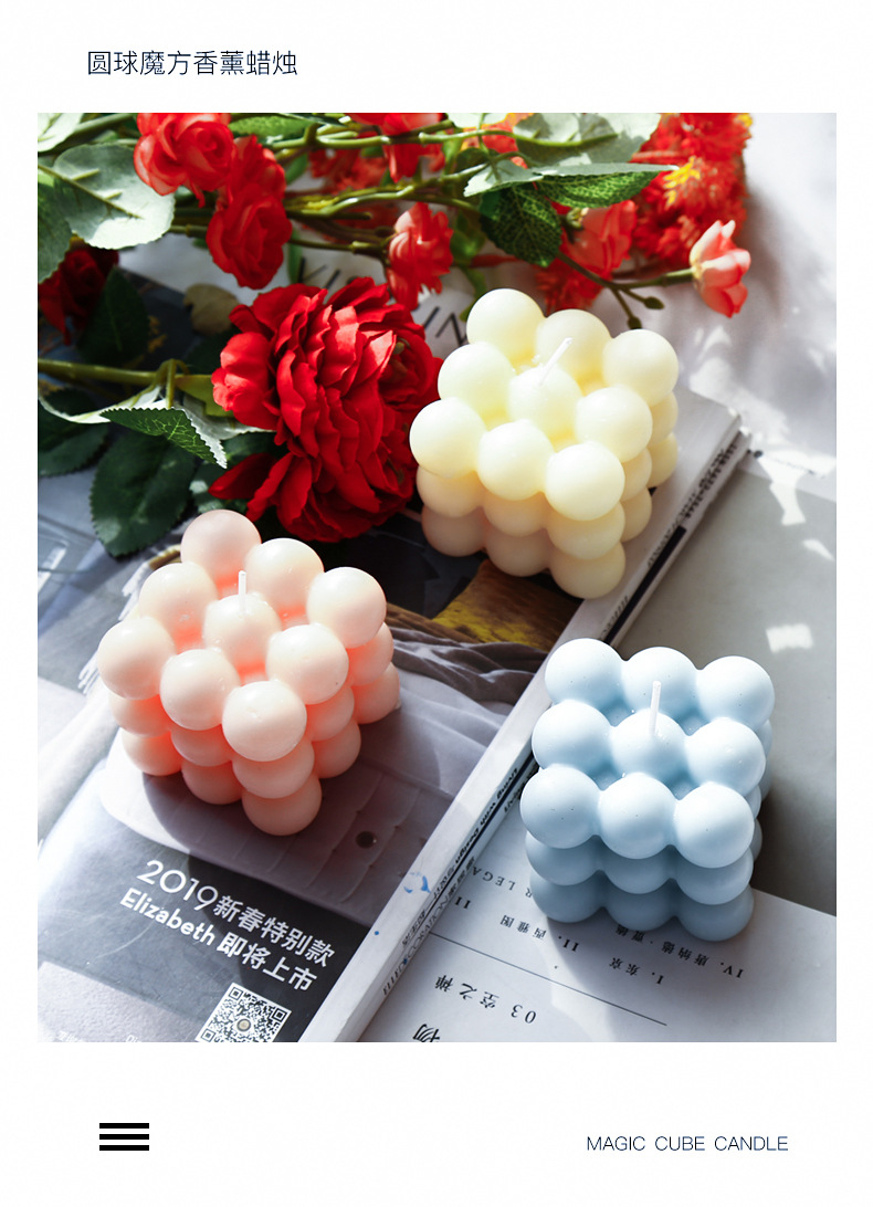 Korean Same Style Ins Internet Celebrity Rubik's Cube Aromatherapy Candle Home Fragrance Geometric Modeling Decoration Creative Photography Props