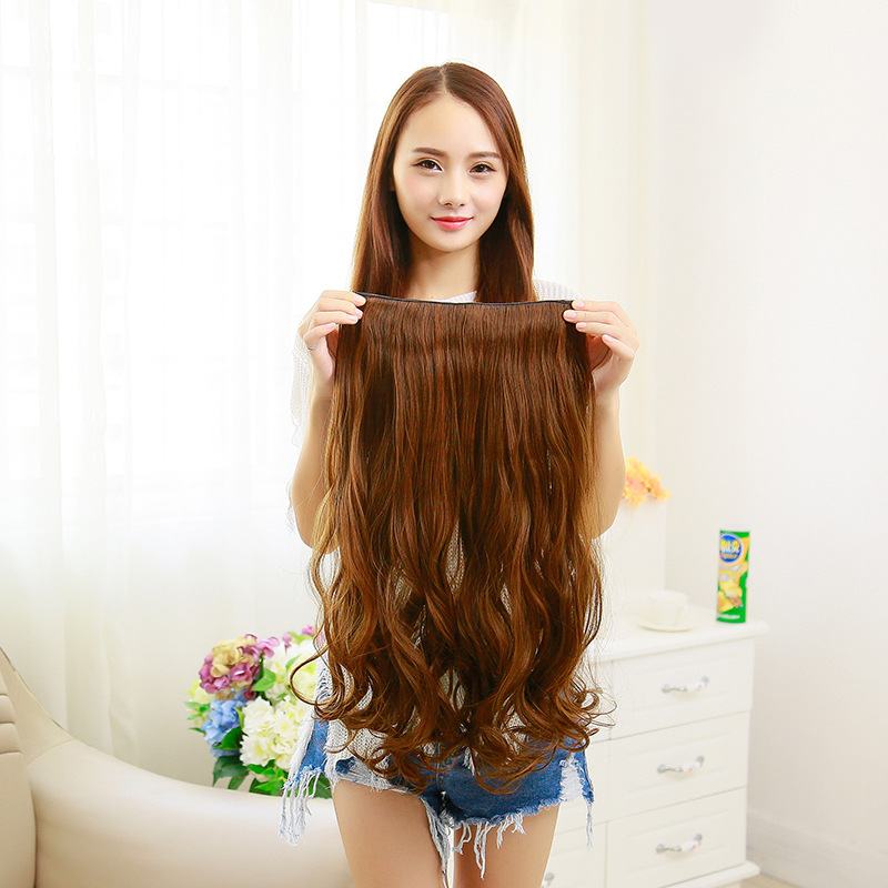 Women&#039;s European and American Wig Set Solid Seamless Hair Extension Piece Five Clip Chemical Fiber Curtain Curly Hair Wigs Spot Wholesale