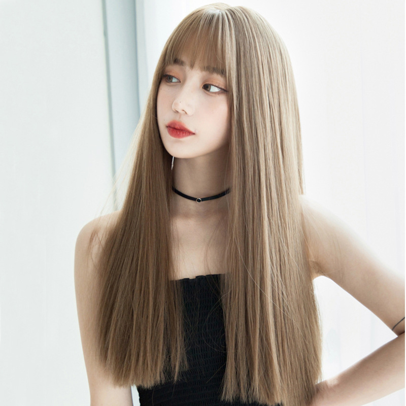 Cross-Border European and American Women's Curly Hair Manufacturers Wholesale Hair Mid-Length Long Hair Chemical Fiber Golden Gradient Wig Full-Head Wig Cross-Border European and American Women's Curly Hair Manufacturers Wholesale Hair Mid-Length Long Hair Chemical Fiber Golden Gradient Wig Full-Head Wig