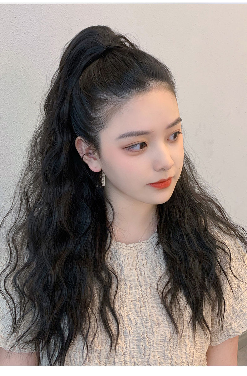 Wig Women's Long Hair Ponytail Grip Big Wavy Net Red High Ponytail Long Curly Hair Strap Corn Curler Ponytail Braid
