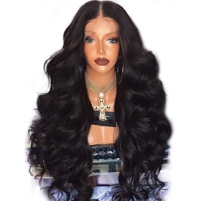 Cross-Border European and American Style Wig Black Big Wave Women&#039;s Wig Fashion African Curly Hair Customizable Front Lace Wig
