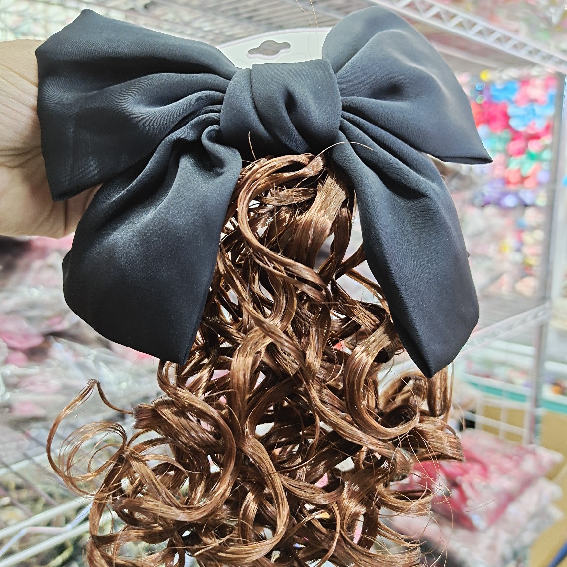 Children&#039;s Wig Headwear Bow Hairpin Princess Style Little Girl Big Wave Long Curly Hair Ponytail Girls Hair Accessories