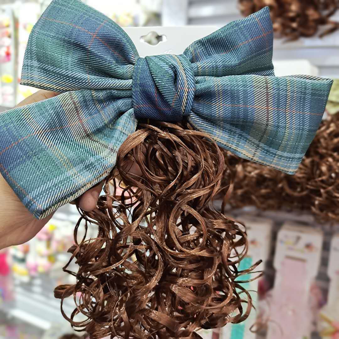Children's Wig Headwear Bow Hairpin Princess Style Little Girl Big Wave Long Curly Hair Ponytail Girls Hair Accessories Children's Wig Headwear Bow Hairpin Princess Style Little Girl Big Wave Long Curly Hair Ponytail Girls Hair Accessories