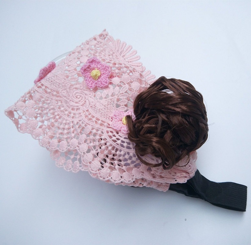 Douyin Online Influencer Same Style Girls' Wig Headdress Children's Bangs Hair Band Flower Bow Tie Curly Wig Hair Band