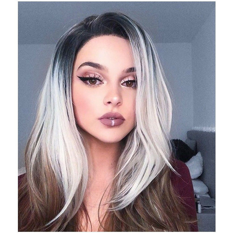 Women &#039;S Dyed European And American Style Wig Chemical Fiber Wig Long Straight Hair Factory Direct Sales Star Wig Chemical Fiber Wig