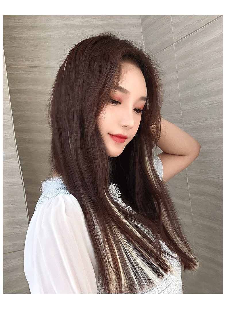 Color EarHanging Dyed Long Straight Hair Highlighting Gradient OnePiece Hair Extension Seamless Invisible Wig Set Color EarHanging Dyed Long Straight Hair Highlighting Gradient OnePiece Hair Extension Seamless Invisible Wig Set
