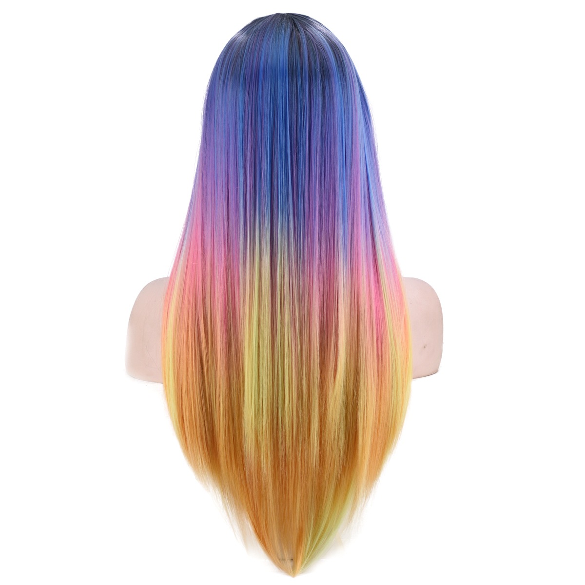 European and American New Four-Color Dyed Gradient Wig Long Straight Hair Hot Selling Fashion Ladies Center-Parted Wig, Factory Direct Sales European and American New Four-Color Dyed Gradient Wig Long Straight Hair Hot Selling Fashion Ladies Center-Parted Wig, Factory Direct Sales