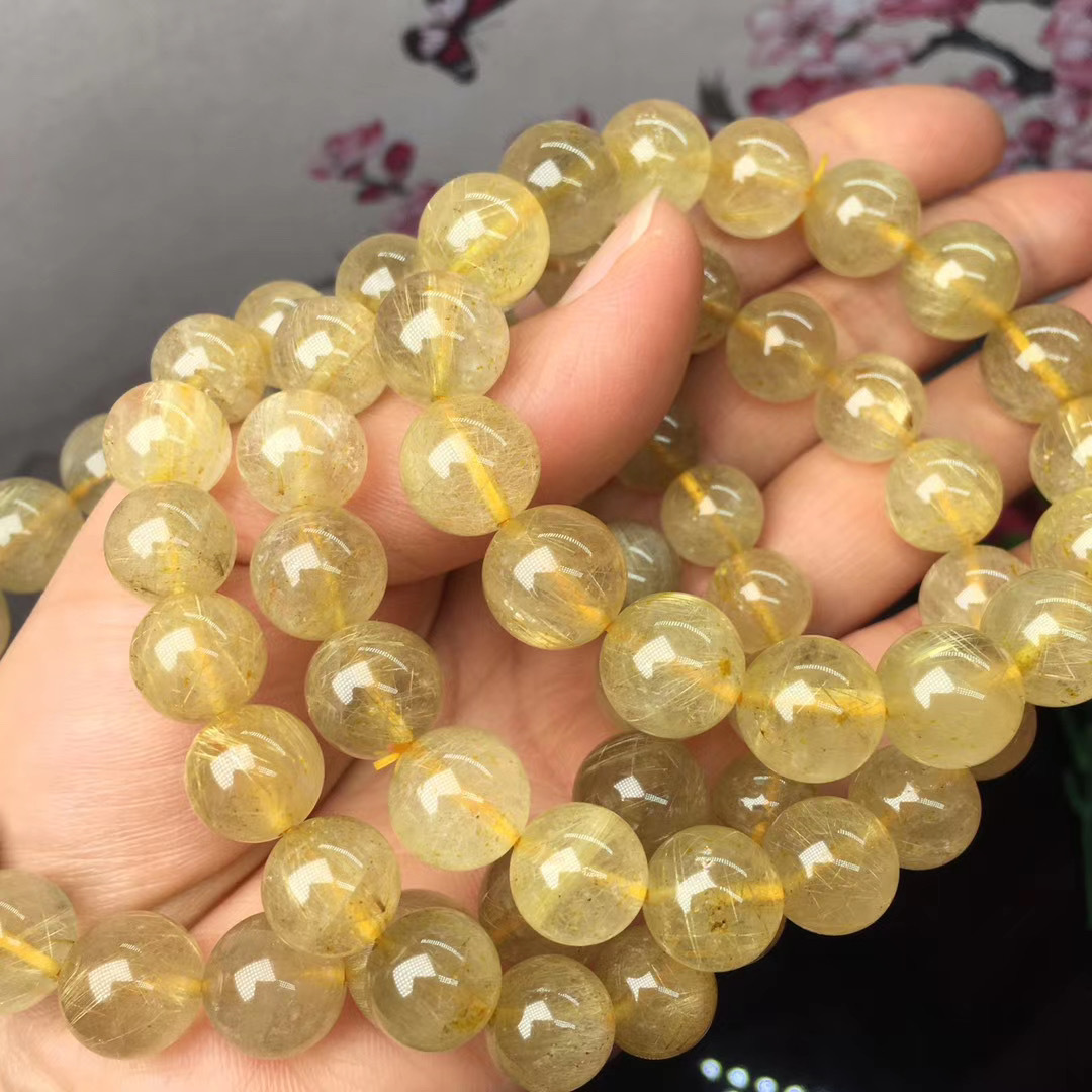 Gold Rutilated Quartz Bracelet Manufacturers Wholesale Natural Hair Crystal Bracelet Hair Thick Crystal Good Value for Money Blonde Bracelet