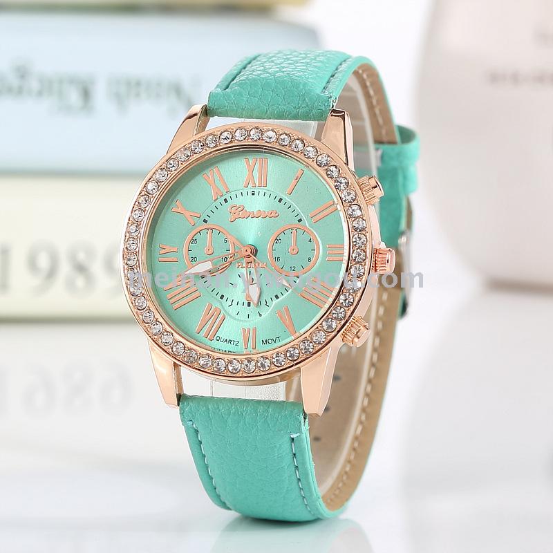 Blonde candy color Geneva double level watch three diamond students table