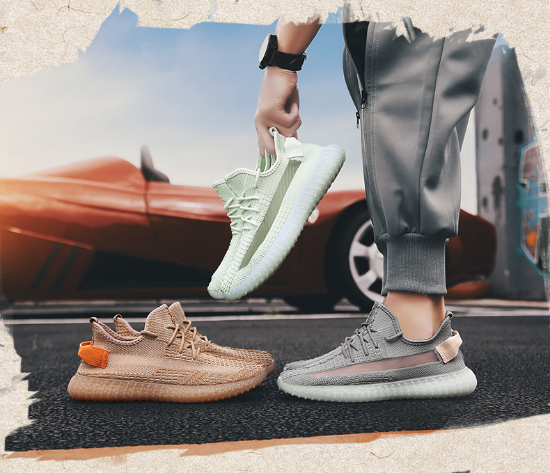 2020 hot style archaeological yellow blonde shoes for men breathable fly knit sports shoes summer shoes for men