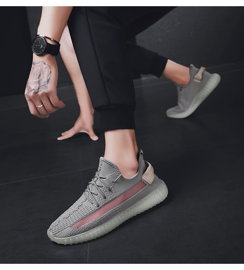 2020 hot style archaeological yellow blonde shoes for men breathable fly knit sports shoes summer shoes for men