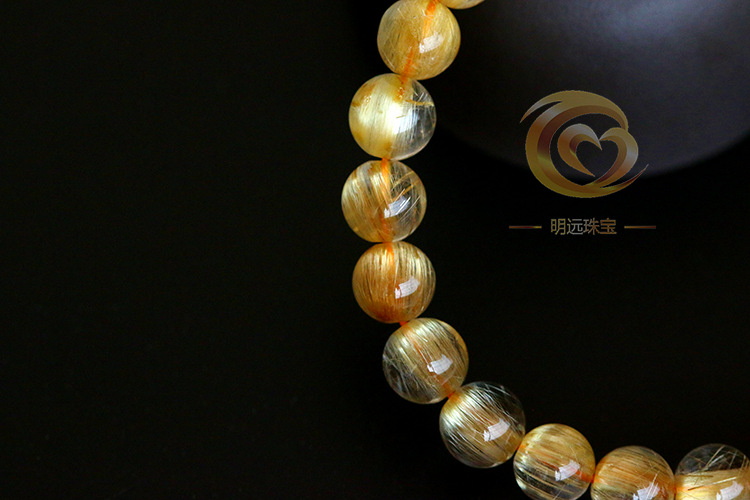 Natural Gold Rutilated Quartz Bracelet 23456a Smooth Hair Multi-Blonde Bracelet Crystal Ornament Factory Direct Sales Crystal