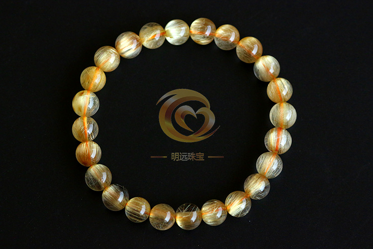 Natural Gold Rutilated Quartz Bracelet 23456a Smooth Hair Multi-Blonde Bracelet Crystal Ornament Factory Direct Sales Crystal
