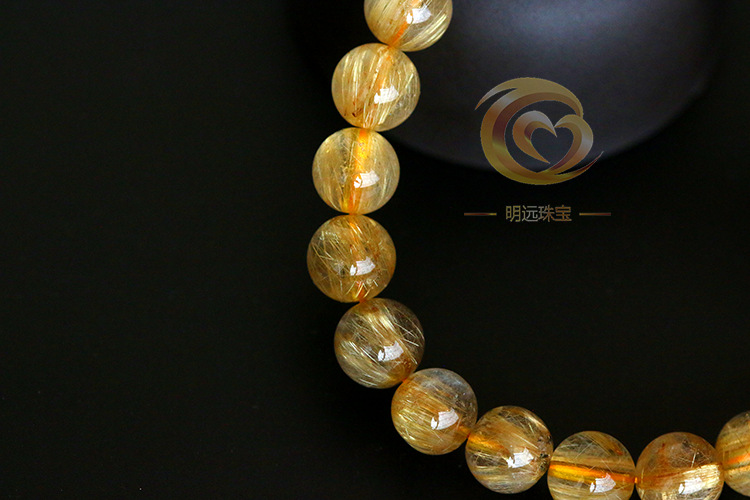 Natural Gold Rutilated Quartz Bracelet 23456a Smooth Hair Multi-Blonde Bracelet Crystal Ornament Factory Direct Sales Crystal