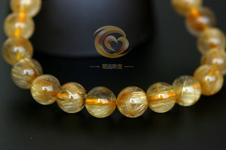 Natural Gold Rutilated Quartz Bracelet 23456a Smooth Hair Multi-Blonde Bracelet Crystal Ornament Factory Direct Sales Crystal