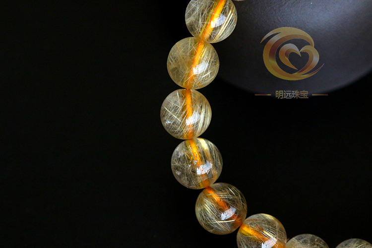 Natural Gold Rutilated Quartz Bracelet 23456a Smooth Hair Multi-Blonde Bracelet Crystal Ornament Factory Direct Sales Crystal
