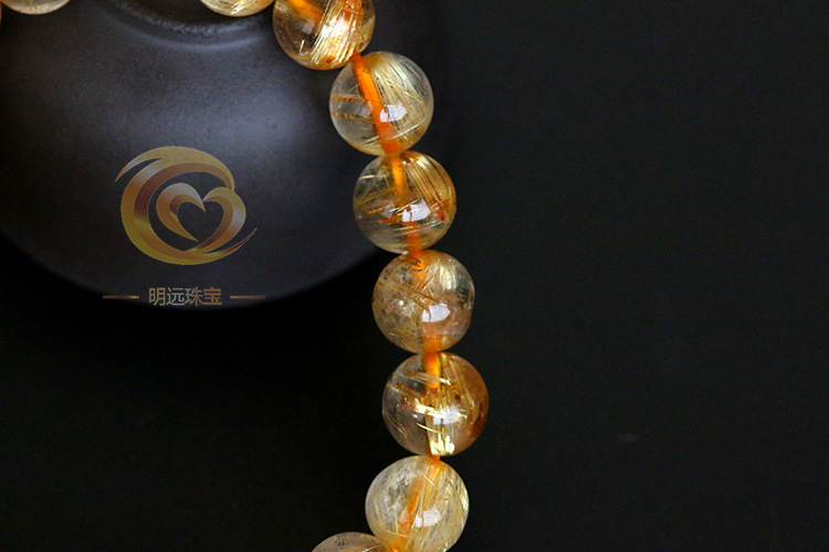 Natural Gold Rutilated Quartz Bracelet 23456a Smooth Hair Multi-Blonde Bracelet Crystal Ornament Factory Direct Sales Crystal