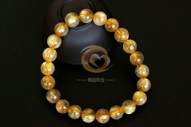 Natural Gold Rutilated Quartz Bracelet 23456a Smooth Hair Multi-Blonde Bracelet Crystal Ornament Factory Direct Sales Crystal
