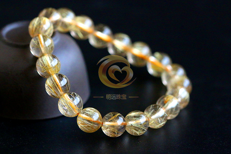 Natural Gold Rutilated Quartz Bracelet 23456a Smooth Hair Multi-Blonde Bracelet Crystal Ornament Factory Direct Sales Crystal