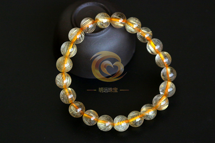 Natural Gold Rutilated Quartz Bracelet 23456a Smooth Hair Multi-Blonde Bracelet Crystal Ornament Factory Direct Sales Crystal