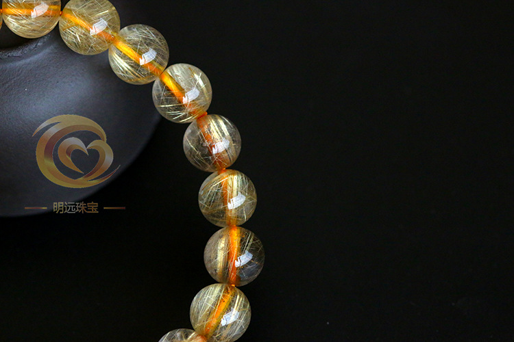 Natural Gold Rutilated Quartz Bracelet 23456a Smooth Hair Multi-Blonde Bracelet Crystal Ornament Factory Direct Sales Crystal