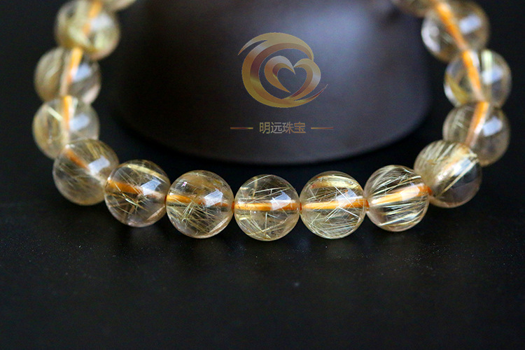 Natural Gold Rutilated Quartz Bracelet 23456a Smooth Hair Multi-Blonde Bracelet Crystal Ornament Factory Direct Sales Crystal
