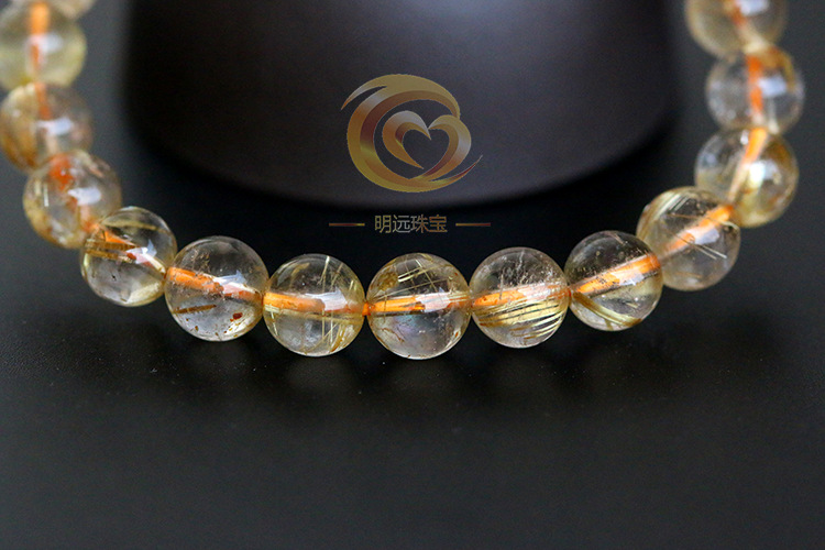 Natural Gold Rutilated Quartz Bracelet 23456a Smooth Hair Multi-Blonde Bracelet Crystal Ornament Factory Direct Sales Crystal