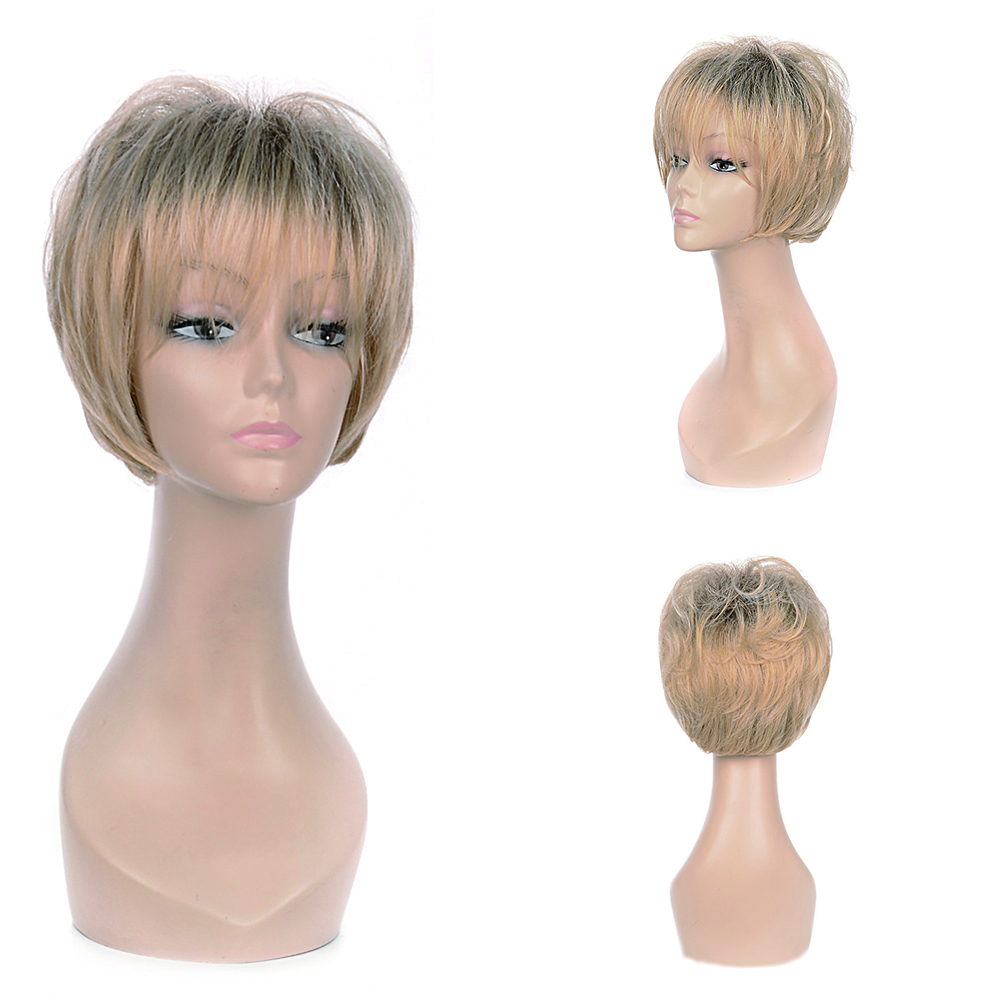 European and American short hair short hair, short hair, short hair, rose, blonde wig, and blonde wig.