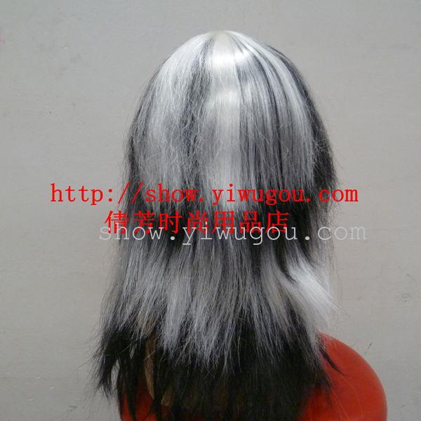 Halloween wig Black and white wig Long straight hair Halloween wig Black and white wig Long straight hair