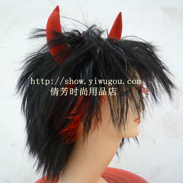Halloween wig,Ox horn short wig,party wig,hair Halloween wig,Ox horn short wig,party wig,hair