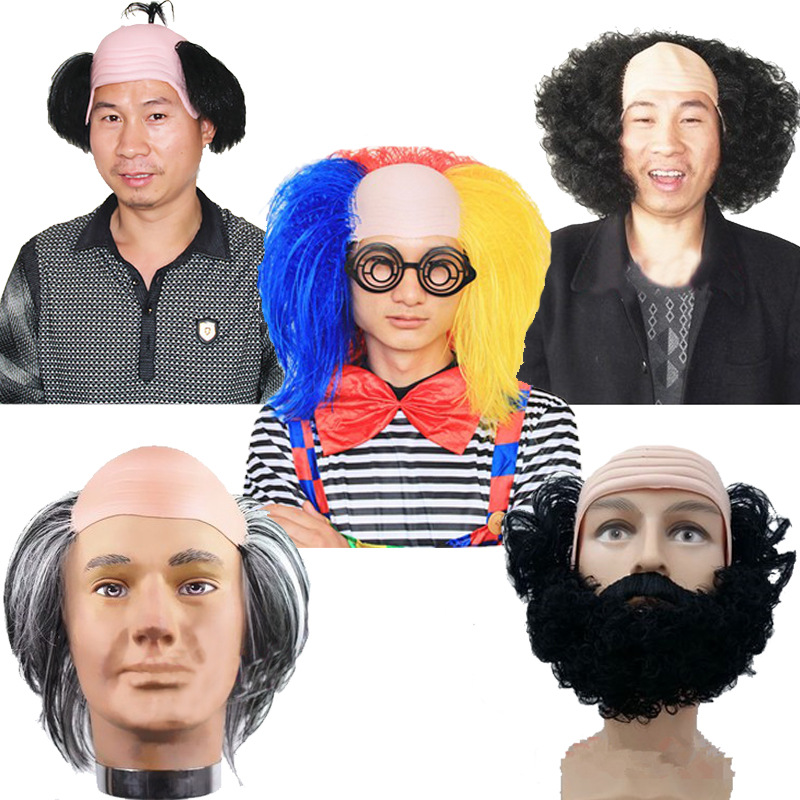 Halloween Props Bald Monk Wig Cos Funny Mediterranean Wig Head Cover Batch Hair Wangnuo