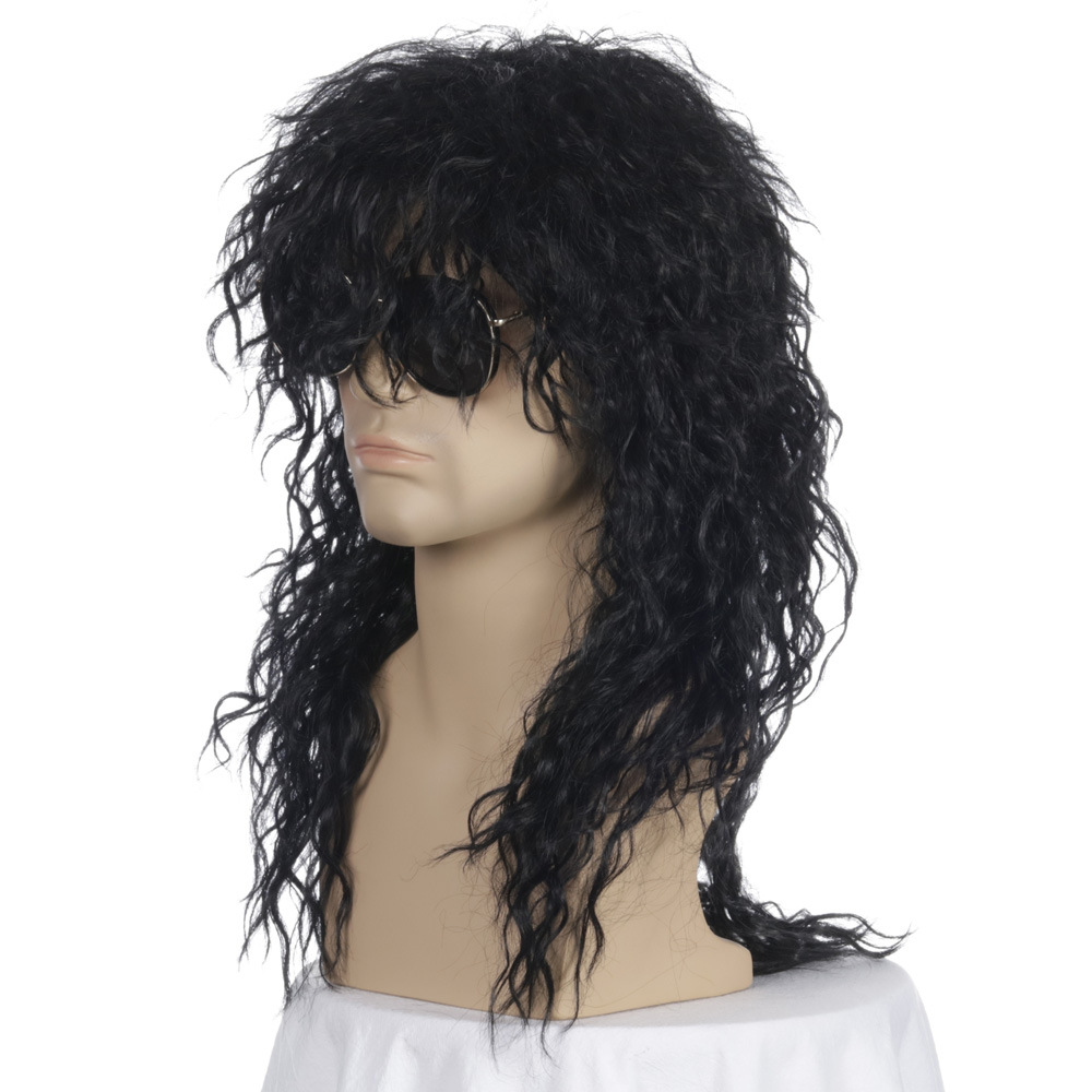 Cross-Border European and American Style Wig Rock Heavy Metal Party Halloween Wig Long Curly Hair Chemical Fiber Wig Male Spot Cross-Border European and American Style Wig Rock Heavy Metal Party Halloween Wig Long Curly Hair Chemical Fiber Wig Male Spot