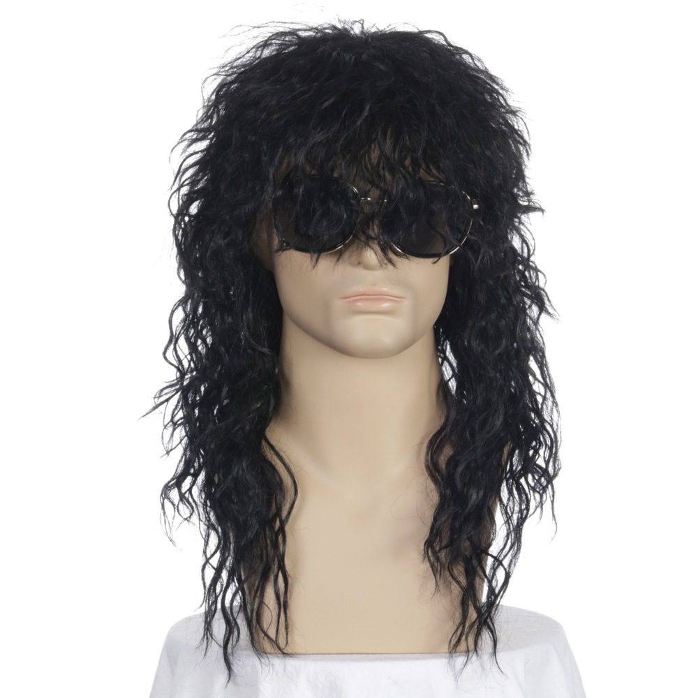 Cross-Border European and American Style Wig Rock Heavy Metal Party Halloween Wig Long Curly Hair Chemical Fiber Wig Male Spot Cross-Border European and American Style Wig Rock Heavy Metal Party Halloween Wig Long Curly Hair Chemical Fiber Wig Male Spot
