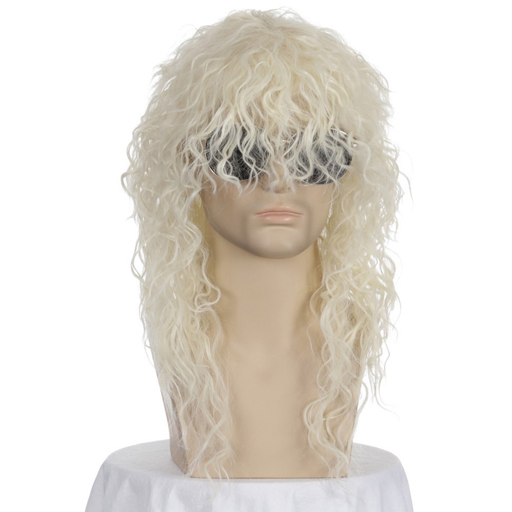 Cross-Border European and American Style Wig Rock Heavy Metal Party Halloween Wig Long Curly Hair Chemical Fiber Wig Male Spot Cross-Border European and American Style Wig Rock Heavy Metal Party Halloween Wig Long Curly Hair Chemical Fiber Wig Male Spot