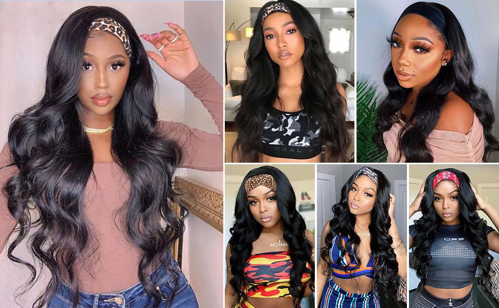 Wig Xuchang Wig European and American Big Wave Turban Wig Female Headband Wigs Hair Band Wig Head Cover Body Wave Hair Wig Xuchang Wig European and American Big Wave Turban Wig Female Headband Wigs Hair Band Wig Head Cover Body Wave Hair