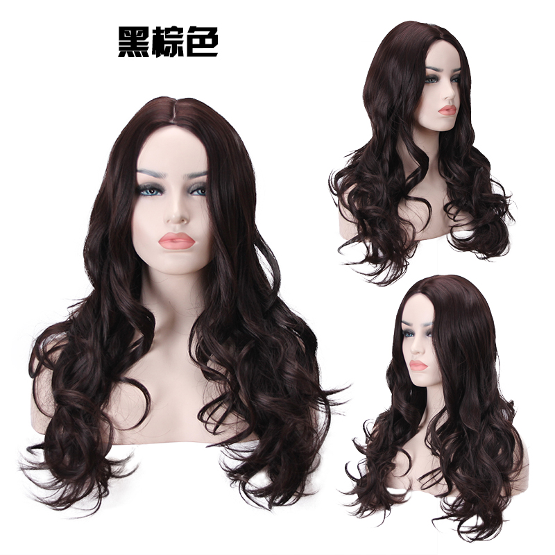 Amazon Medium African Wig European and American Ladies Long Curly Hair Matte High-Temperature Fiber Big Wave Wig Rose Intranet