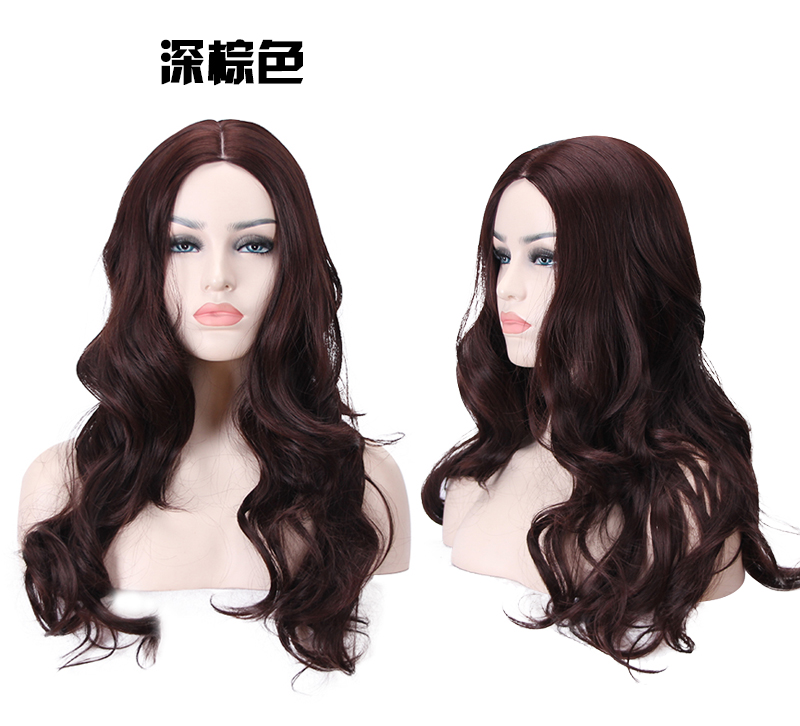 Amazon Medium African Wig European and American Ladies Long Curly Hair Matte High-Temperature Fiber Big Wave Wig Rose Intranet