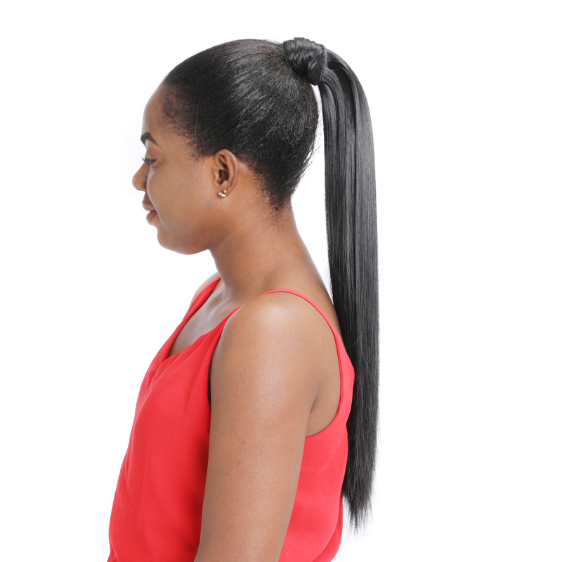 African Wig Ponytail Velcro Straight Hair Ponytail Long Straight Hair Wig Ponytail Velcro Wig Straight Ponytail