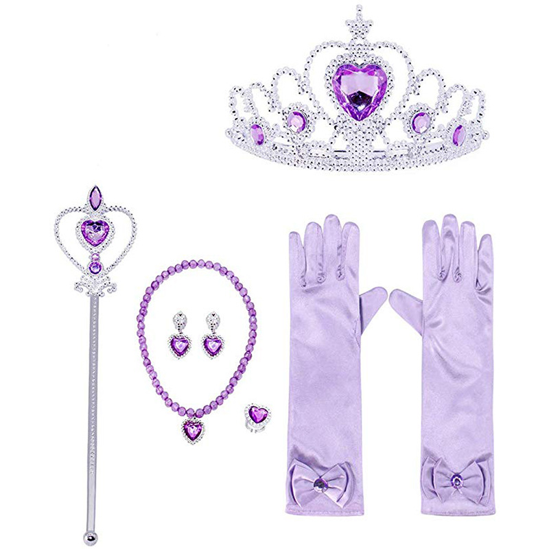 Frozen 2 Anna Princess Elsa Crown Magic Wand Gloves Snowflake Wig Necklace Ring Earrings Set Frozen 2 Anna Princess Elsa Crown Magic Wand Gloves Snowflake Wig Necklace Ring Earrings Set