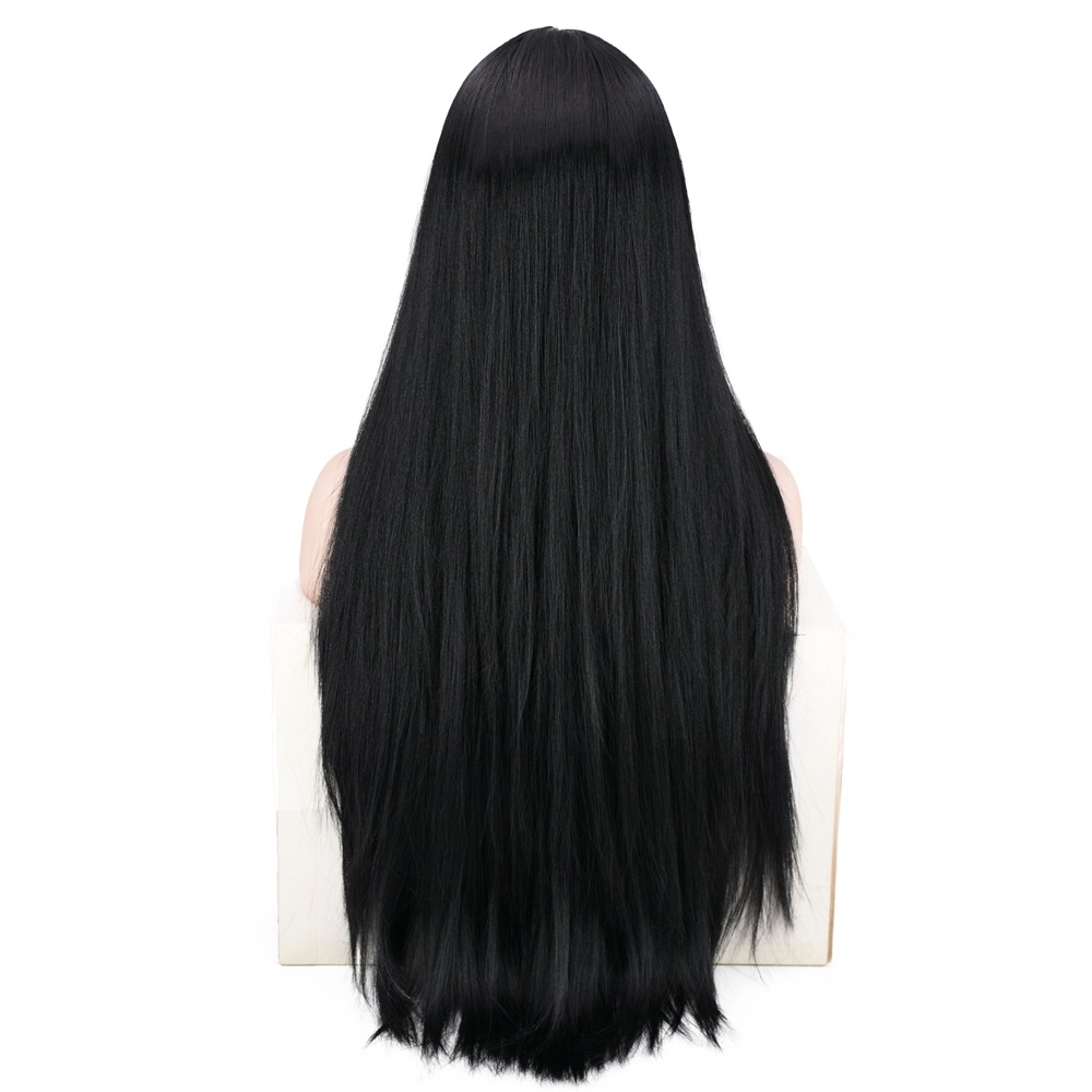 Foreign Trade Best Seller in Europe and America African Wig Female Natural Black Center-Parted Bangs Long Straight Hair Wig Head Cover Factory Direct Sales Foreign Trade Best Seller in Europe and America African Wig Female Natural Black Center-Parted Bangs Long Straight Hair Wig Head Cover Factory Direct Sales