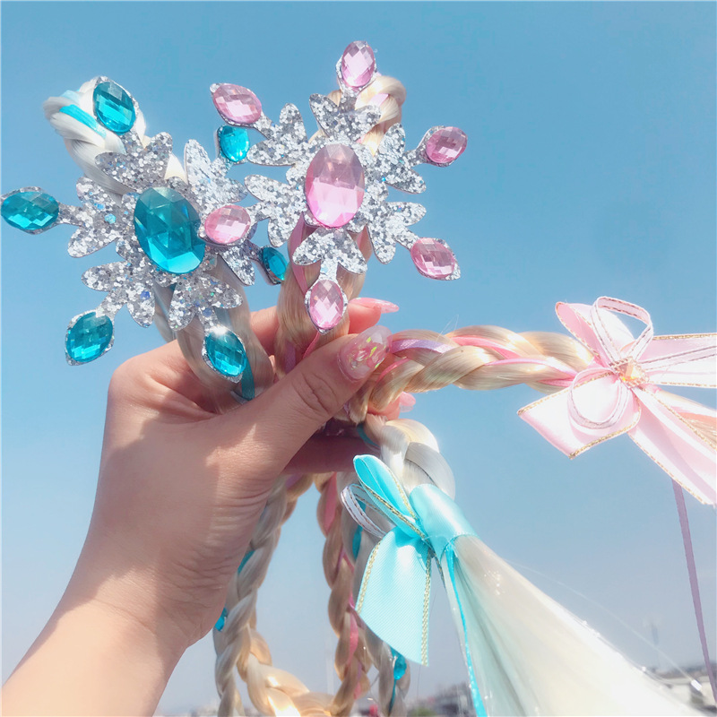 Children&#039;s Wig Princess Elsa Ice Snow Headband Wig Braid Festival Performance Party Hair Accessories Snowflake Children Headwear
