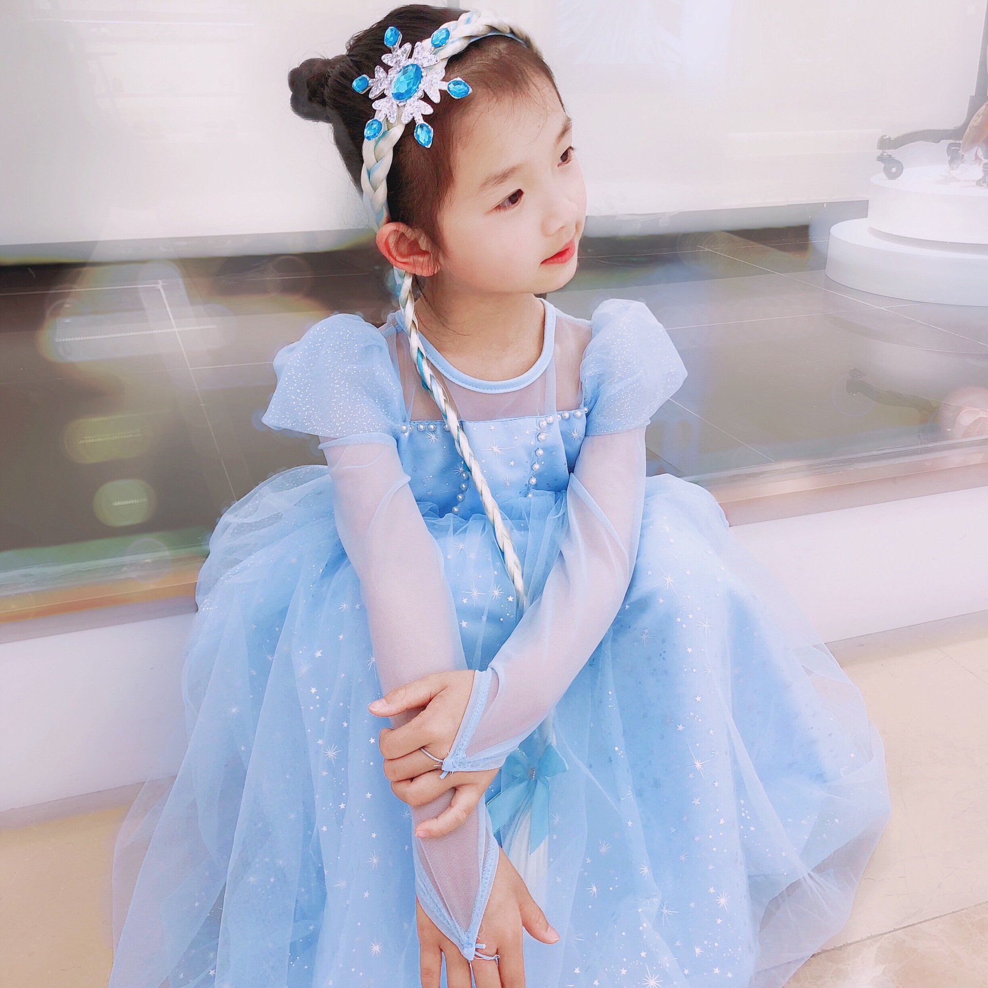 Children&#039;s Wig Princess Elsa Ice Snow Headband Wig Braid Festival Performance Party Hair Accessories Snowflake Children Headwear
