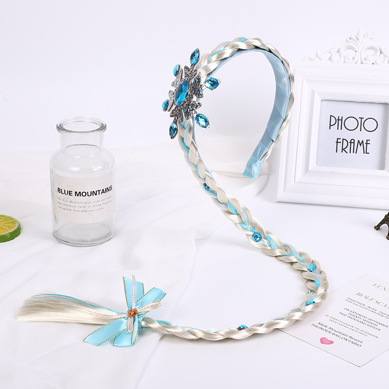 Children's Wig Princess Elsa Ice Snow Headband Wig Braid Festival Performance Party Hair Accessories Snowflake Children Headwear Children's Wig Princess Elsa Ice Snow Headband Wig Braid Festival Performance Party Hair Accessories Snowflake Children Headwear